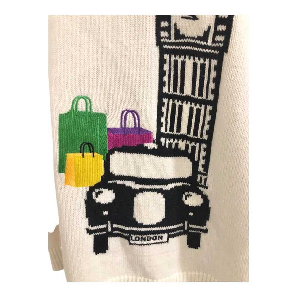 Offwhite London cityscape London Taxi Big Ben Red phone‎ booth printed sweater